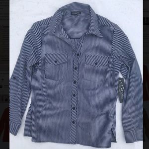 NEW W/ TAGS! :) Black & White Pinstriped Button Up